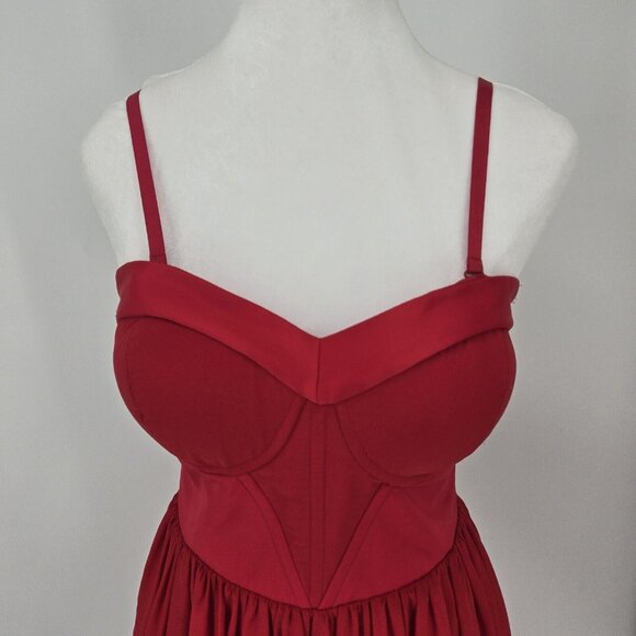 ERIN Fetherston Red Corset Bodice Chiffon Skirt Removable Straps Size 8 - Picture 3 of 10
